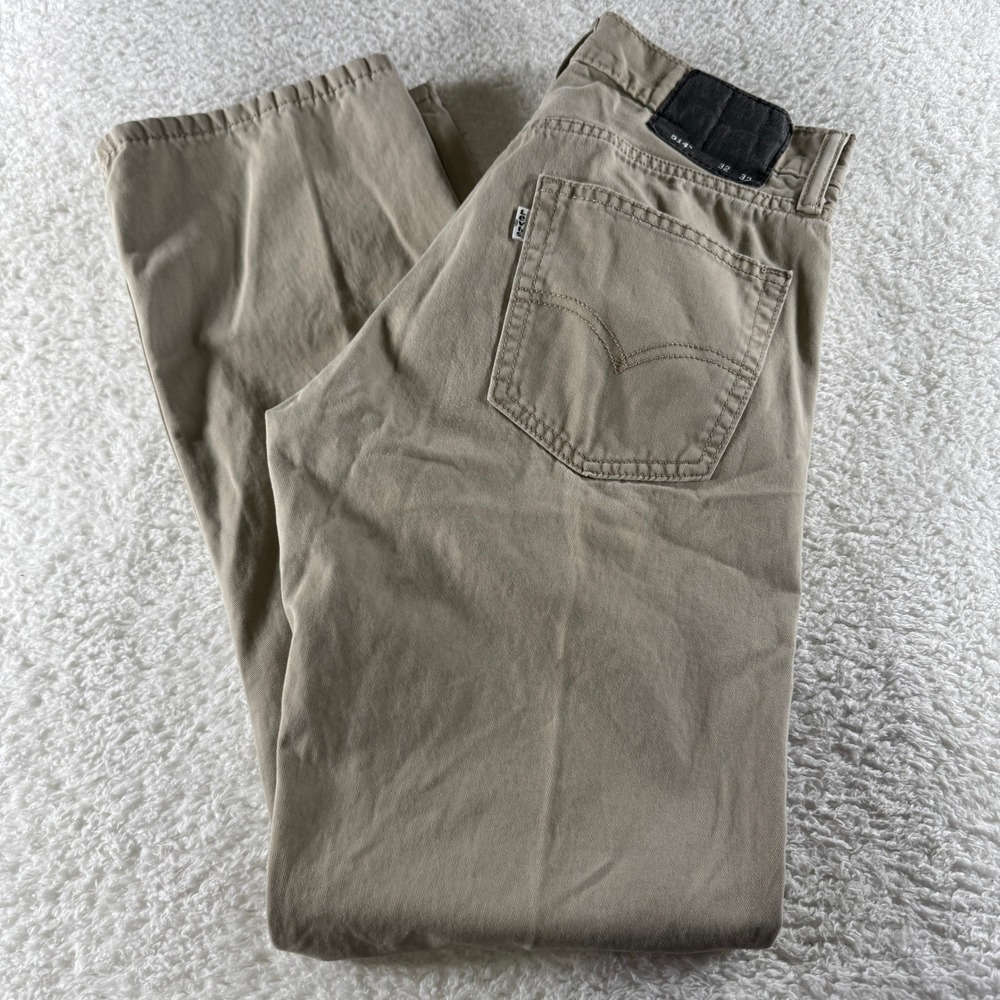 Levis 514 Pants Mens 32x32 Khaki Straight Chino Tan White Tab School 5 Pockets - Picture 1 of 9